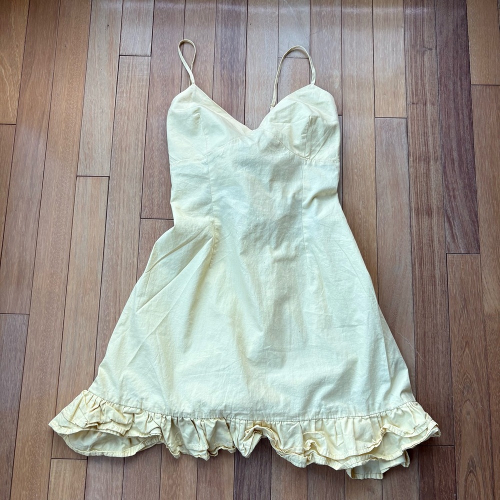 Yellow Ruffle Hem Dress